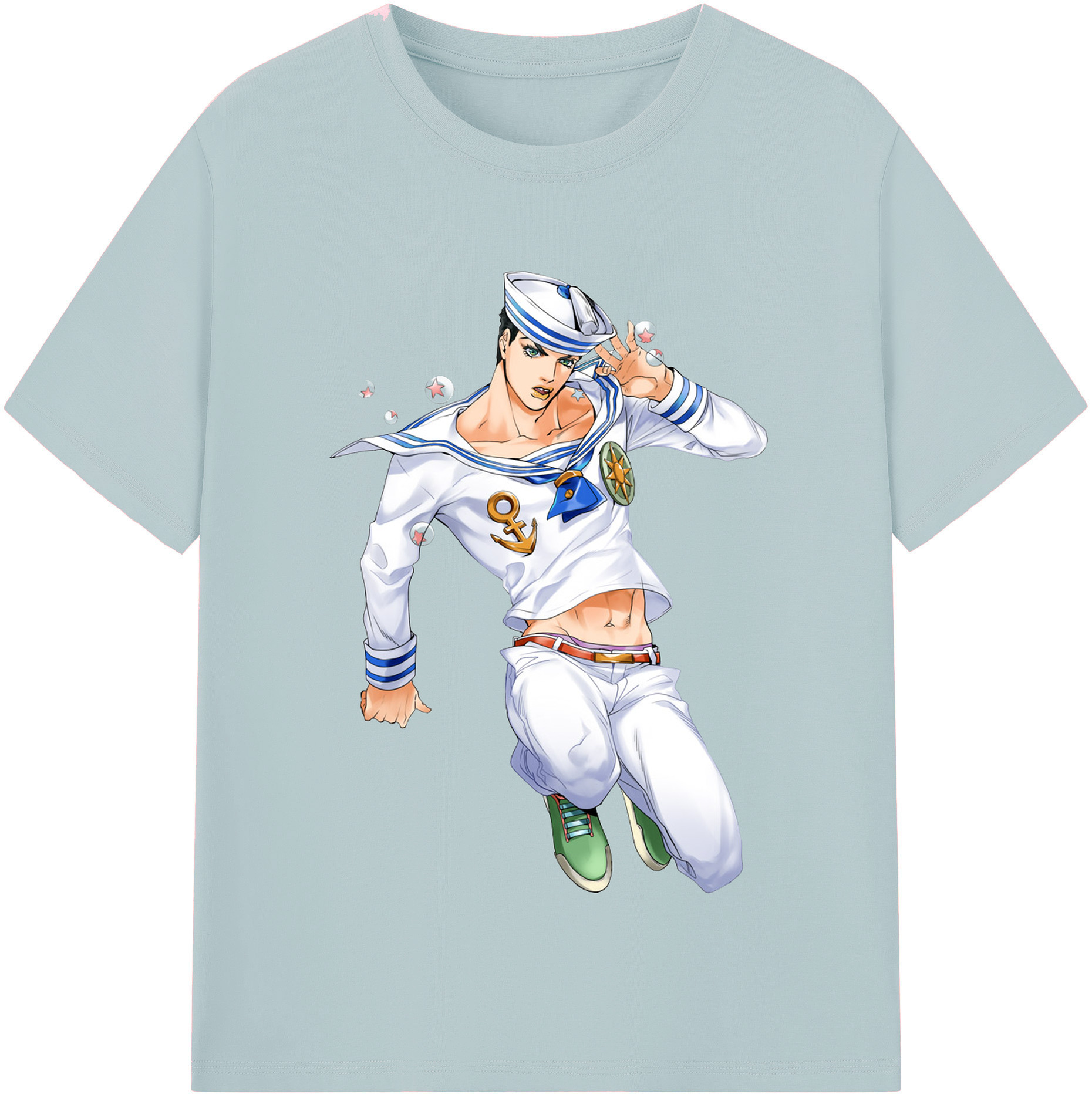 （画像用） ジョジョの奇妙な冒険 東方定助 JoJo's Bizarre Adventure Higashikata Josuke 綿100％半袖Tシャツ（フロントプリント）
